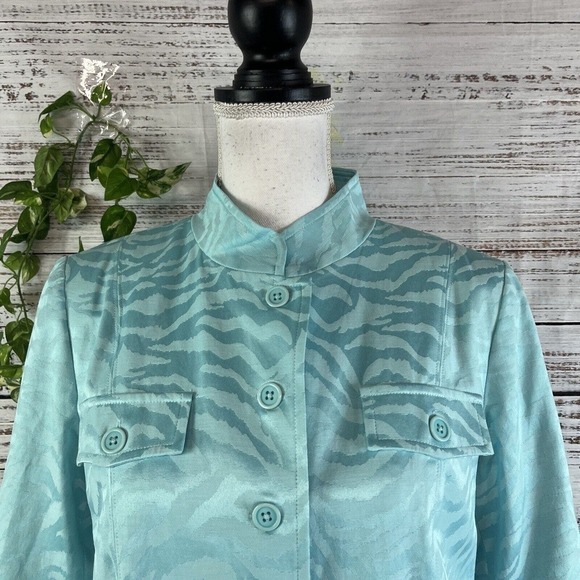 Linea by Louis Dell'Olio Blazer Jacket size Small Blue Jacquard Wedding Church - Picture 2 of 15